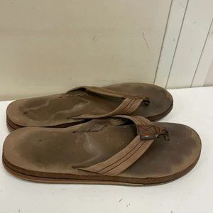 Rainbow Women's Brown Leather Thong Flip Flops Sandals Size 10